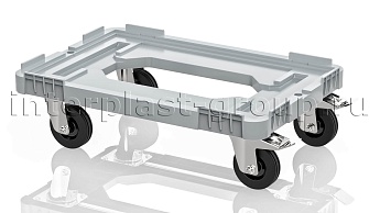 Тележка пластиковая с отверстием 2 колеса с тормозом усиленная серая в Бийске Тележка пластиковая с отверстием 2 колеса с тормозом усиленная серая в Бийске