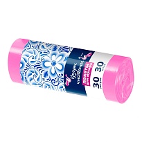 Мешки для мусора 30 л, розовые, в рулоне 30 шт., ПНД, 8 мкм, 560х480 мм, Узоры Чистоты, МУ3605 (ММЭ-30роз) в Бийске