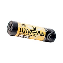 Мешки для мусора 30 л, черные, в рулоне 30 шт., ПНД, 7 мкм, 600х500 мм, ШМЕЛЬ, 4625 в Бийске
