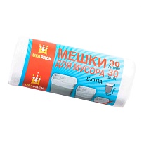 Мешки для мусора 30 л, белые, в рулоне 30 шт., ПНД, 5 мкм, 560х480 мм, Эконом, МЭ2585 (МНЭ 30-30б) в Бийске