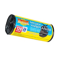 Мешки для мусора 120 л, черные, в рулоне 20 шт., ПНД, 15 мкм, 1100х700 мм, Крепак, 4607075710207 в Бийске