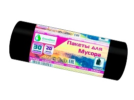 Мешки для мусора 30 л, черные, в рулоне 20 шт., ПНД, 7 мкм, 600х500 мм, MIRPACK Classik, 302040 в Бийске