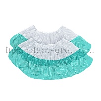 Бахилы бело-бирюзовые 1000 шт (500 пар), 48 мкм, двойная подошва, с одной резинкой, Эконом+ в Бийске