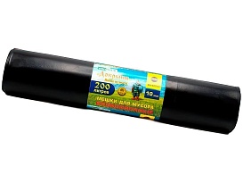 Мешки для мусора 200 л, ароматизированные, черные, в рулоне 10 шт., ПВД, 100 мкм, 1200х800 мм, Добрыня, Dob20010black в Бийске