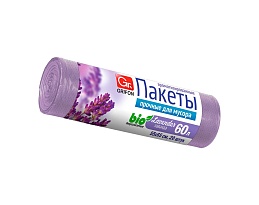 Мешки для мусора 60 л, ароматизированные, Лаванда, сиреневые, в рулоне 20 шт., ПНД, 9 мкм, 650х550 мм, GRIFON Aroma, 101-023 La в Бийске