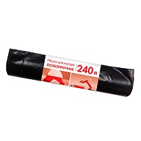 Мешки для мусора 240 л, черные, в рулоне 10 шт., ПВД 100 мкм, 1350х900 мм, Концепция Быта, 603887 в Бийске