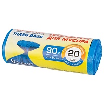 Мешки для мусора 90 л, синие, в рулоне 20 шт., ПНД, 14 мкм, 900х700 мм, LAIMA ULTRA, 607693 в Бийске