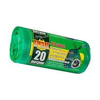 Мешки для мусора 20 л, биоразлагаемые, с ручками, черные, в рулоне 30 шт., ПНД, 10 мкм, 550х440 мм, Крепак, 4607075710047 в Бийске