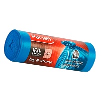 Мешки для мусора 160 л, синие, в рулоне 10 шт., ПВД, 21 мкм, 1200х870 мм, PACLAN Big&Strong, 604075 в Бийске