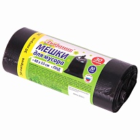 Мешки для мусора 30 л, черные, в рулоне 30 шт., ПНД, 7 мкм, 550х480 мм, Любаша, 608089 в Бийске
