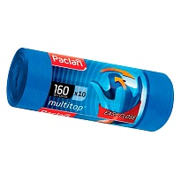 Мешки для мусора 160 л, с ушками, синие, в рулоне 10 шт., ПВД, 30 мкм, 1250х900 мм, PACLAN Multitop, 604064 в Бийске