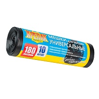 Мешки для мусора 180 л, черные, в рулоне 10 шт., ПНД, 20 мкм, 1150х800 мм, Крепак, 4607075710481 в Бийске