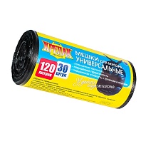 Мешки для мусора 120 л, черные, в рулоне 30 шт., ПНД, 15 мкм, 1100х700 мм, Крепак, 4607075710122 в Бийске