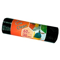 Мешки для мусора 60 л, черные, в рулоне 30 шт., ПНД, 6 мкм, 640х580 мм, Концепция Быта EcoClean, 603890 в Бийске