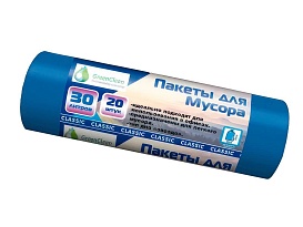 Мешки для мусора 30 л, синие, в рулоне 20 шт., ПНД, 7 мкм, 600х500 мм, MIRPACK Classik, 302041 в Бийске