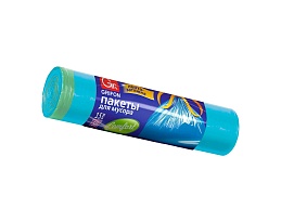 Мешки для мусора 50 л, с завязками, голубые, в рулоне 15 шт., ПНД, 14 мкм, 700х600 мм, GRIFON, 101-063 в Бийске