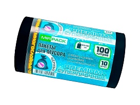 Мешки для мусора 100 л, черные, в рулоне 10 шт., ПВД, 70 мкм, 1000х600 мм, PREMIUM+, 1001076 в Бийске