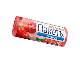 Мешки для мусора 30 л, ароматизированные, Клубника, красные, в рулоне 20 шт., ПНД, 9 мкм, 560х530 мм, GRIFON Aroma, 101-020 K в Бийске