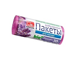 Мешки для мусора 30 л, ароматизированные, Лаванда, сиреневые, в рулоне 20 шт., ПНД, 9 мкм, 560х530 мм, GRIFON Aroma, 101-020 La в Бийске