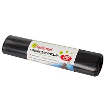 Мешки для мусора 240 л, черные, в рулоне 5 шт., ПВД 30 мкм, 1300х900 мм, Любаша, 605338 в Бийске