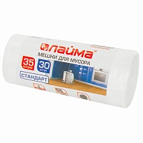 Мешки для мусора 35 л, белые, в рулоне 30 шт., ПНД, 6 мкм, 550х480 мм, LAIMA, 605538 в Бийске