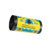 Мешки для мусора 20 л, с ушками, черные, в рулоне 30 шт., ПНД, 10 мкм, 550х440 мм, Крепакоф, 4607075710221 в Бийске