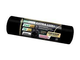Мешки для мусора 240 л, черные, в рулоне 10 шт., ПВД 60 мкм, 1300х930 мм, EXTRA LUX+, 24010115 в Бийске